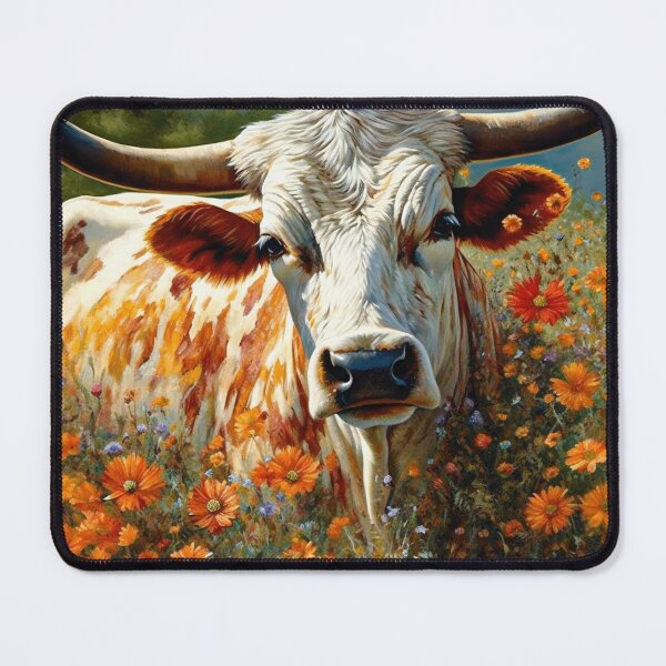 Item preview, Longhorn Cattle In A Field Of Wildflowers designed and sold by Gypsykiss.