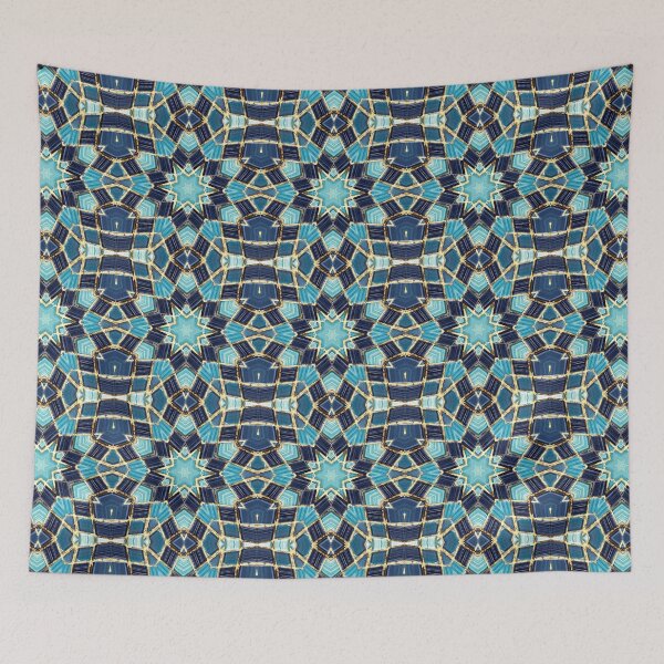 Item preview, Blue Tile and Gold Grout Kaleidoscope Pattern 11 designed and sold by Swabcraft.
