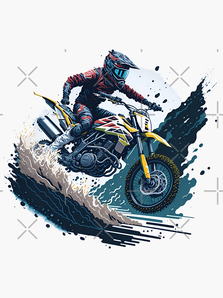 Motocross, colorido, motocicleta, graffiti, ilustración' Pegatina