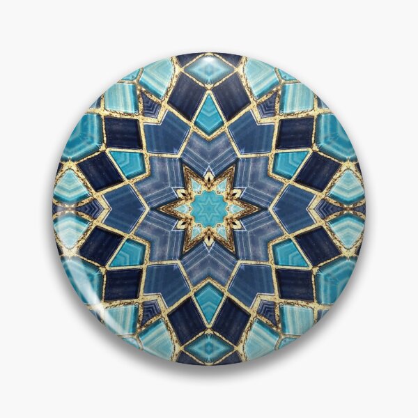 Artikelvorschau, Blue Tile and Gold Grout Kaleidoscope Pattern 12 entworfen und verkauft von Swabcraft.