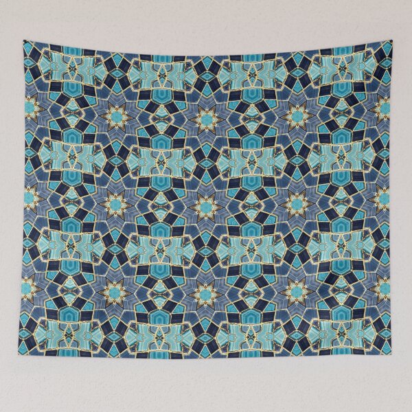 Item preview, Blue Tile and Gold Grout Kaleidoscope Pattern 12 designed and sold by Swabcraft.