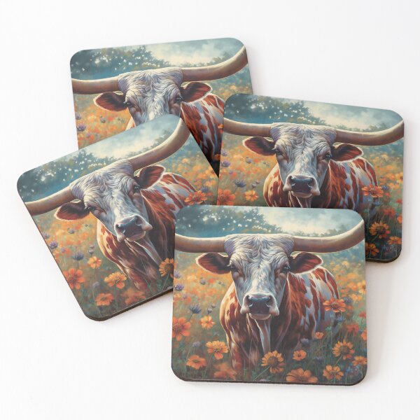 Item preview, Longhorn Cattle In A Field Of Wildflowers 2 designed and sold by Gypsykiss.