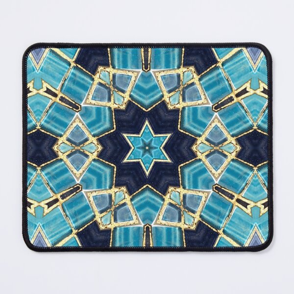 Item preview, Blue Tile and Gold Grout Kaleidoscope Pattern 13 designed and sold by Swabcraft.