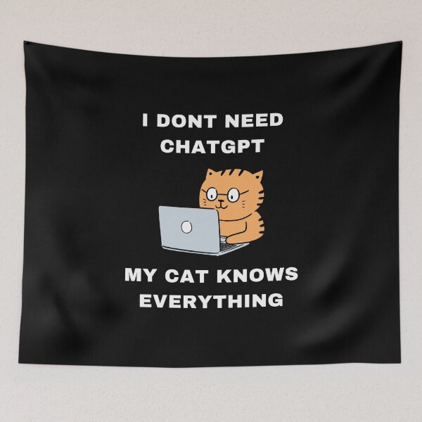 Item preview, Cat GPT Working Ai Cat, Funny Smart Cat Using Computer Design for Cat Lovers and ChatGPT Fans designed and sold by PrintOfi.