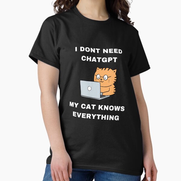 Item preview, Cat GPT Working Ai Cat, Funny Smart Cat Using Computer Design for Cat Lovers and ChatGPT Fans designed and sold by PrintOfi.