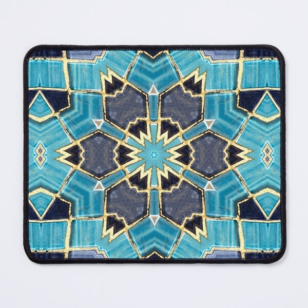 Item preview, Blue Tile and Gold Grout Kaleidoscope Pattern 14 designed and sold by Swabcraft.