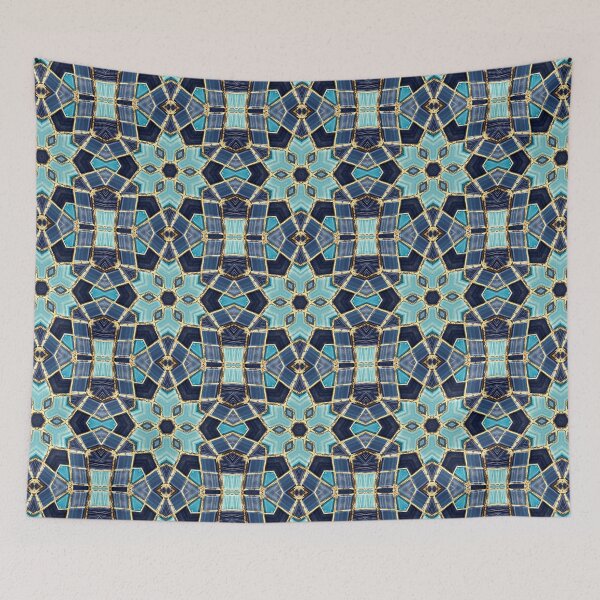 Item preview, Blue Tile and Gold Grout Kaleidoscope Pattern 15 designed and sold by Swabcraft.