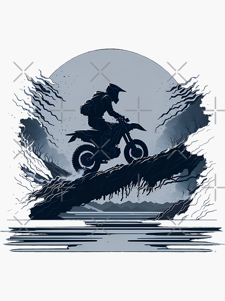 Black silhouettes Motocross rider on a motorcycle. Vector