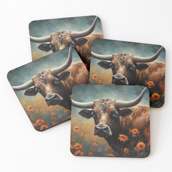 Item preview, Longhorn Cattle In A Field Of Wildflowers 3 designed and sold by Gypsykiss.
