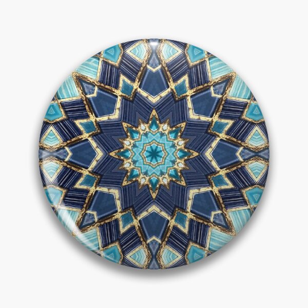 Artikelvorschau, Blue Tile and Gold Grout Kaleidoscope Pattern 17 entworfen und verkauft von Swabcraft.