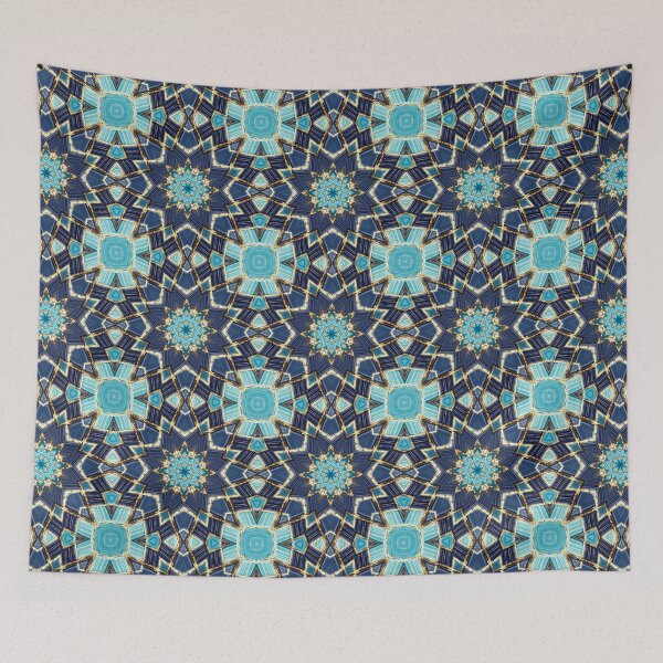 Item preview, Blue Tile and Gold Grout Kaleidoscope Pattern 17 designed and sold by Swabcraft.