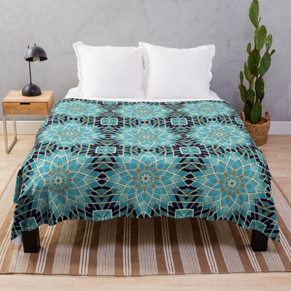 Artikelvorschau, Blue Tile and Gold Grout Kaleidoscope Pattern 19 entworfen und verkauft von Swabcraft.