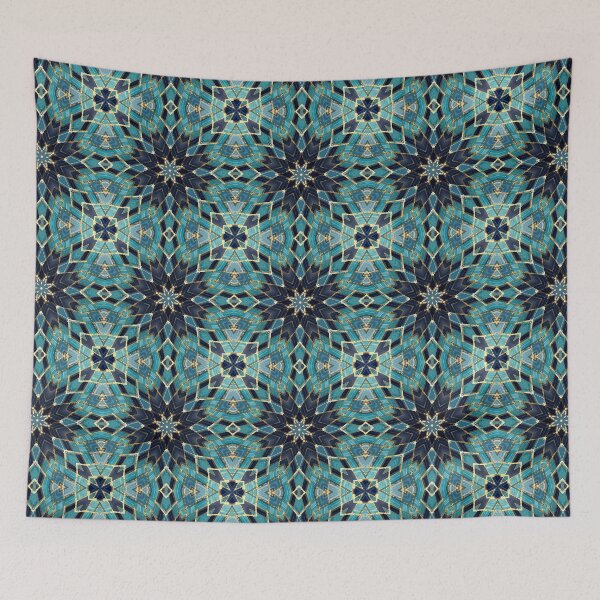 Item preview, Blue Tile and Gold Grout Kaleidoscope Pattern 20 designed and sold by Swabcraft.
