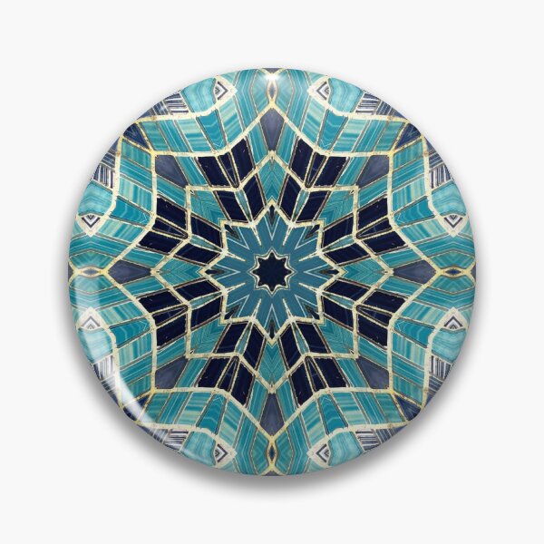 Artikelvorschau, Blue Tile and Gold Grout Kaleidoscope Pattern 22 entworfen und verkauft von Swabcraft.