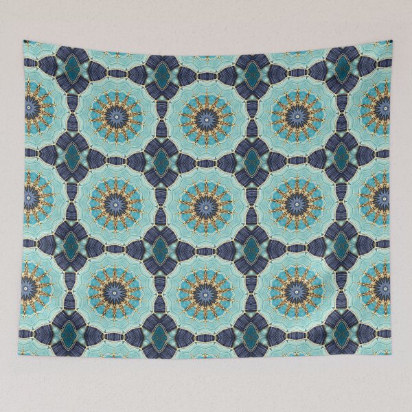 Item preview, Blue Tile and Gold Grout Kaleidoscope Pattern 24 designed and sold by Swabcraft.