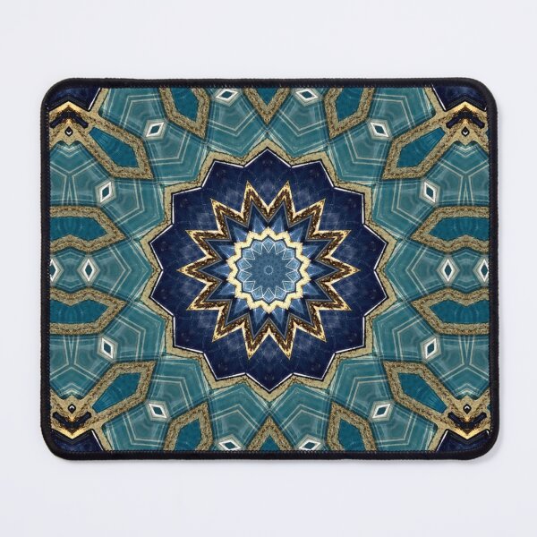 Item preview, Blue Tile and Gold Grout Kaleidoscope Pattern 27 designed and sold by Swabcraft.
