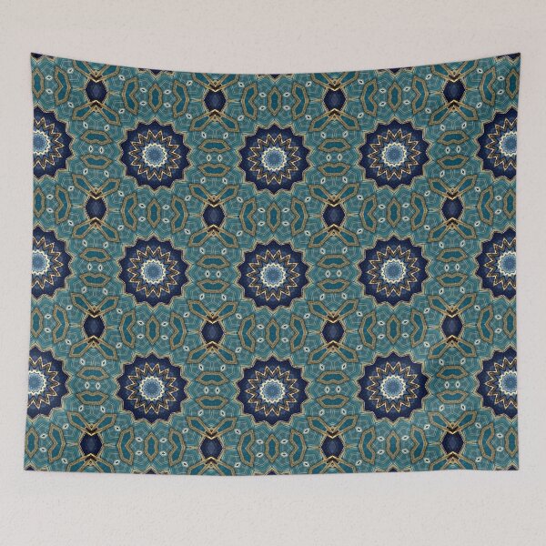 Item preview, Blue Tile and Gold Grout Kaleidoscope Pattern 27 designed and sold by Swabcraft.