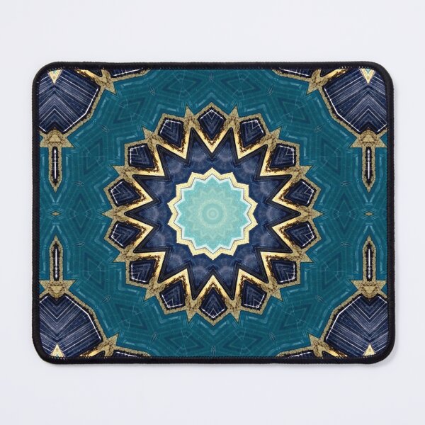 Item preview, Blue Tile and Gold Grout Kaleidoscope Pattern 28 designed and sold by Swabcraft.