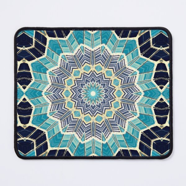 Item preview, Blue Tile and Gold Grout Kaleidoscope Pattern 32 designed and sold by Swabcraft.