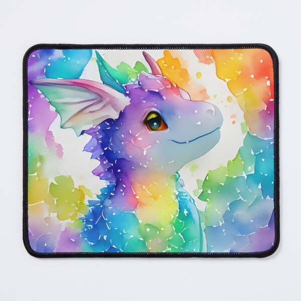 Artikelvorschau, Netter entzückender Baby-Regenbogen-Drache auf einem Regenbogen-Kristallhintergrund entworfen und verkauft von CGSGraphics.