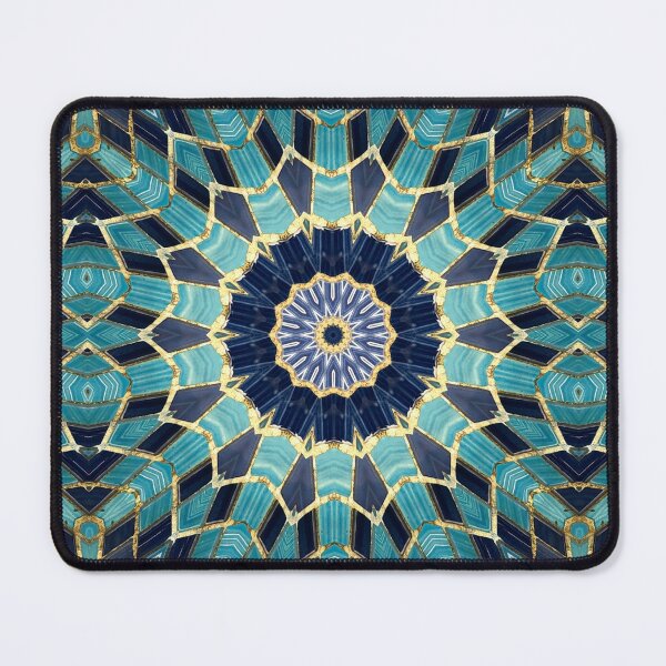 Item preview, Blue Tile and Gold Grout Kaleidoscope Pattern 34 designed and sold by Swabcraft.
