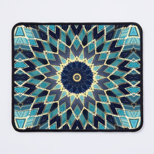Item preview, Blue Tile and Gold Grout Kaleidoscope Pattern 36 designed and sold by Swabcraft.