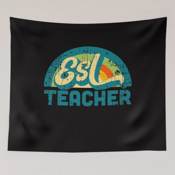 Item preview, ESL Teacher Souvenir Retro Vintage Distressed Style designed and sold by Rustic Valley Studio.