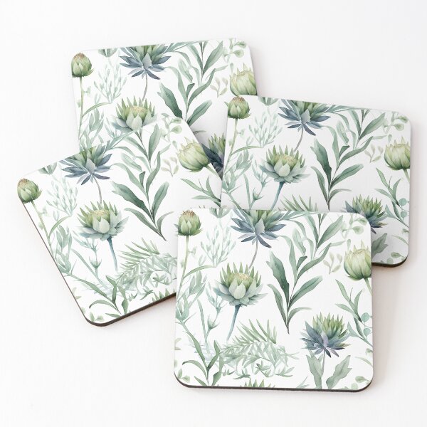 Item preview, Botanical green flower pattern designed and sold by PolarInk.