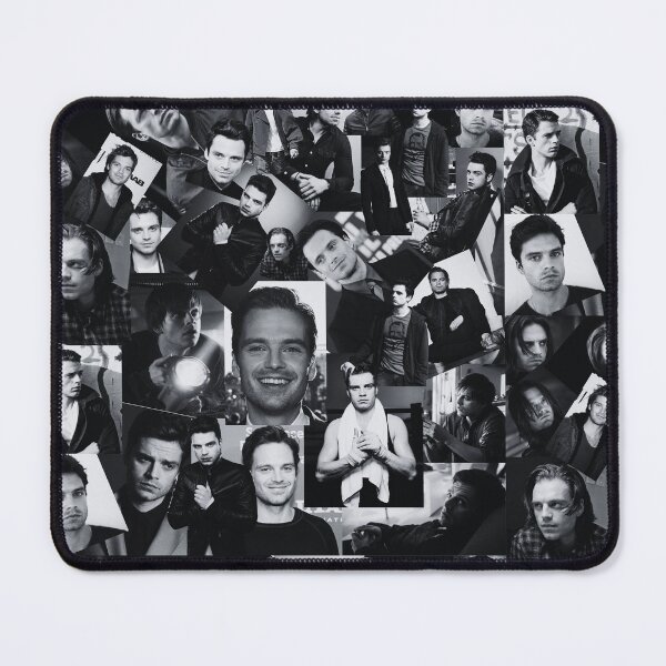 Item preview, Sebastian Stan Assorted Collage - Black and White Version designed and sold by CollageHeaven.