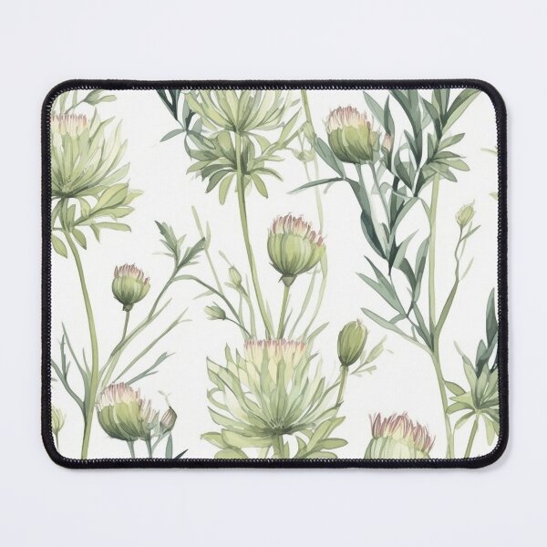 Item preview, Botanical green flower pattern flower designed and sold by PolarInk.