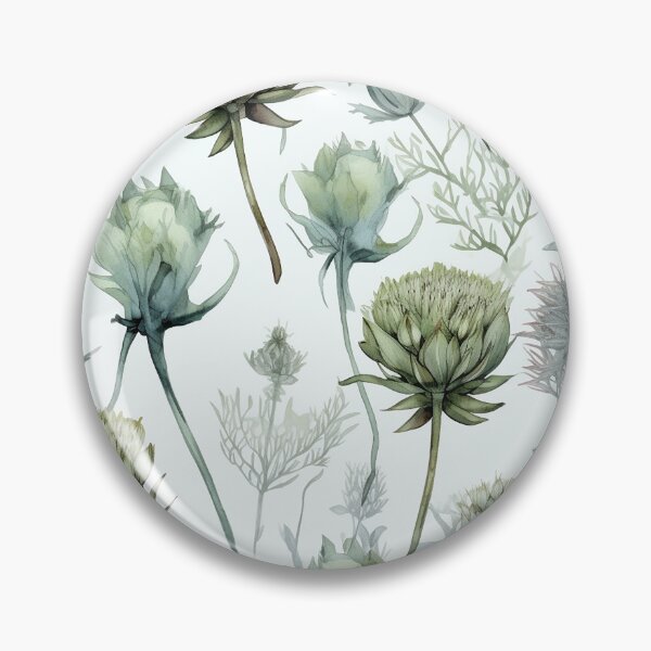 Item preview, Botanical green flower print seamless designed and sold by PolarInk.