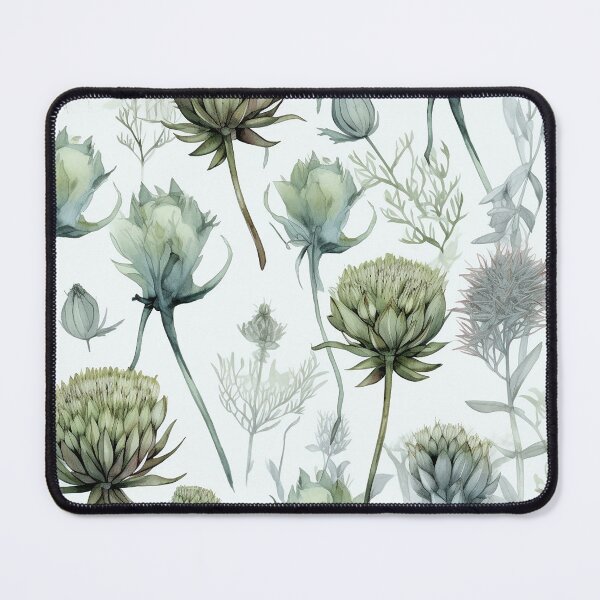 Item preview, Botanical green flower print seamless designed and sold by PolarInk.