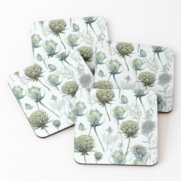 Item preview, Botanical green flower print seamless designed and sold by PolarInk.