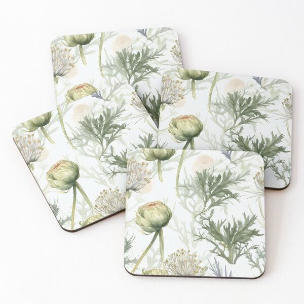 Item preview, Botanical green flower pattern designed and sold by PolarInk.