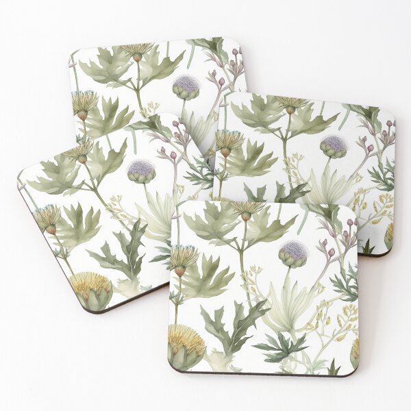 Item preview, Botanical green flower pattern designed and sold by PolarInk.