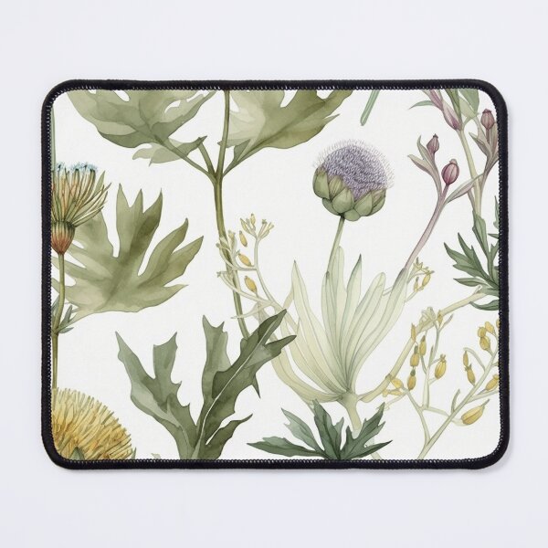 Item preview, Botanical green flower pattern designed and sold by PolarInk.