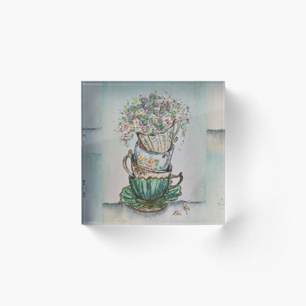Item preview, Teacup Flower Tower designed and sold by WiseArtyAnswers.