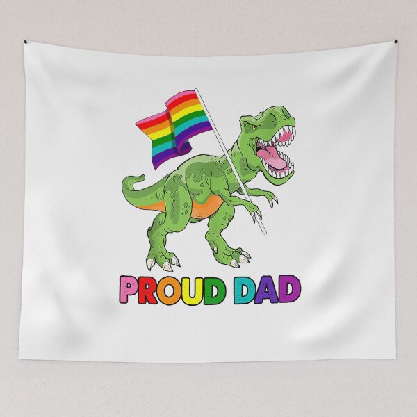 Item preview, Proud Dad Funny T Rex Gilbert Baker Pride Flag Gay Lesbian LGBT Pride designed and sold by TrendySisters.