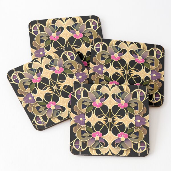 Item preview, Black and Gold Floral  Gatsby Art Deco Inspired Patterns  designed and sold by Tamas Das.