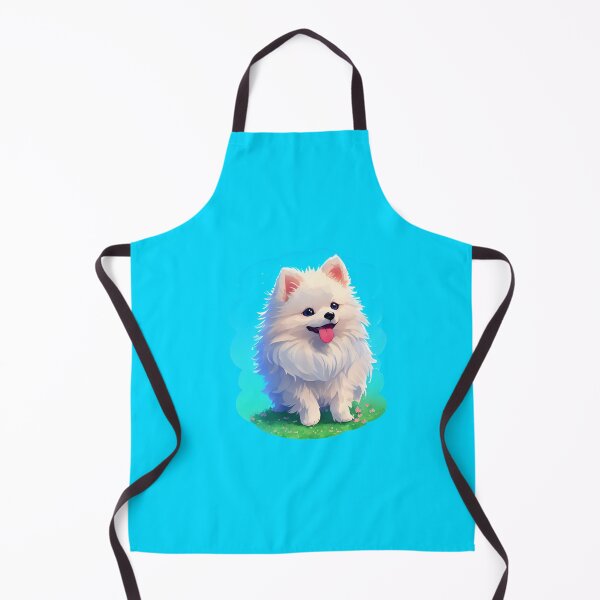 Item preview, kawaii white Pomeranian in garden  designed and sold by VintageVib.