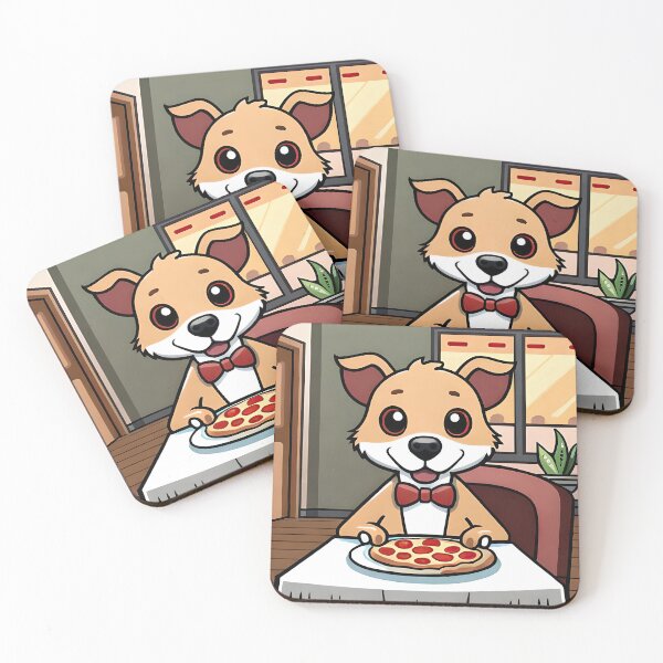 Item preview, Dog eating pizza restaurant designed and sold by arkayle.