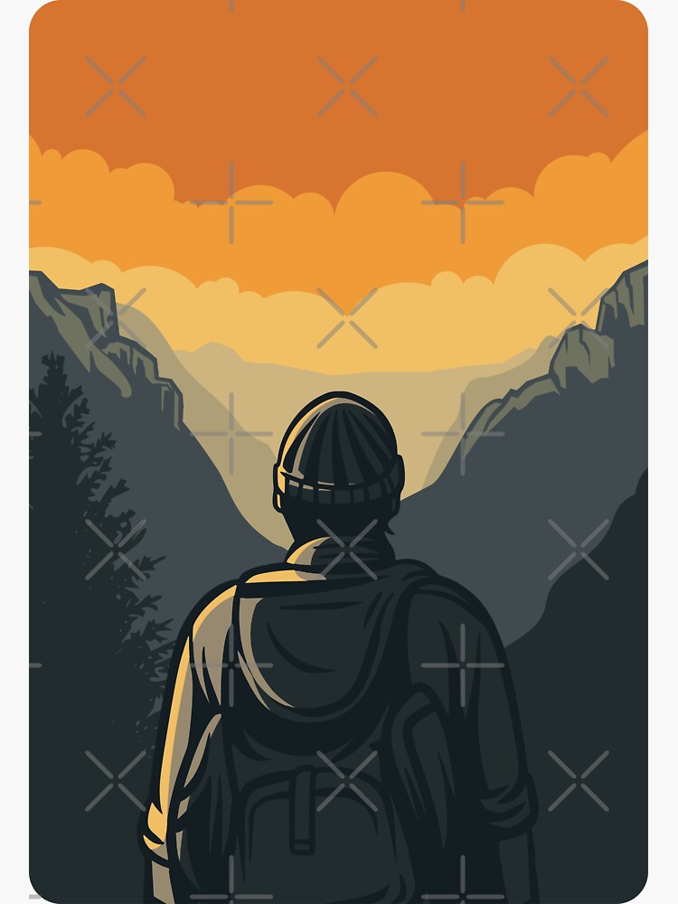 Sticker for Sale avec l'œuvre « Aventurier de la montagne » de l - Main Image