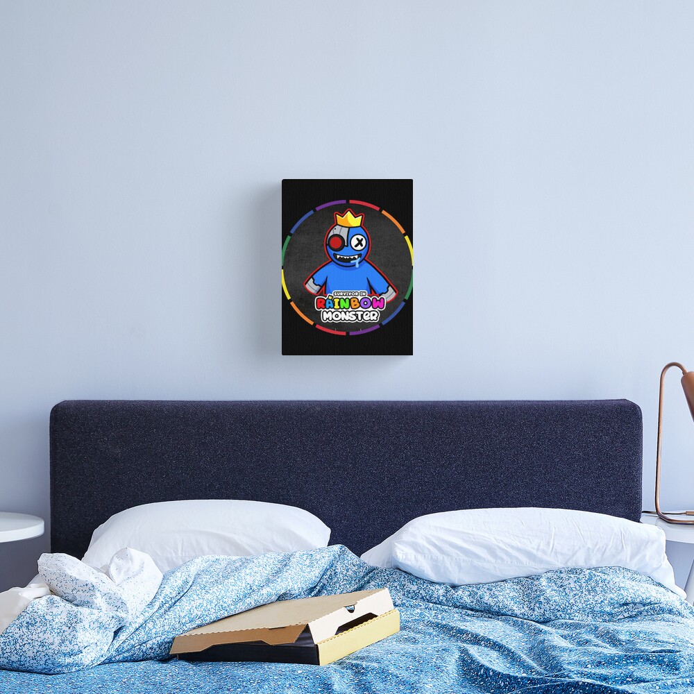 Colorful circular frame RAINBOW MONSTER with dark background, Blue