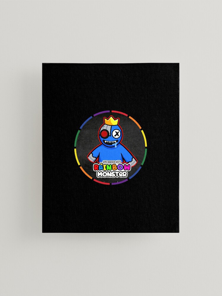 Colorful circular frame RAINBOW MONSTER with dark background, Blue