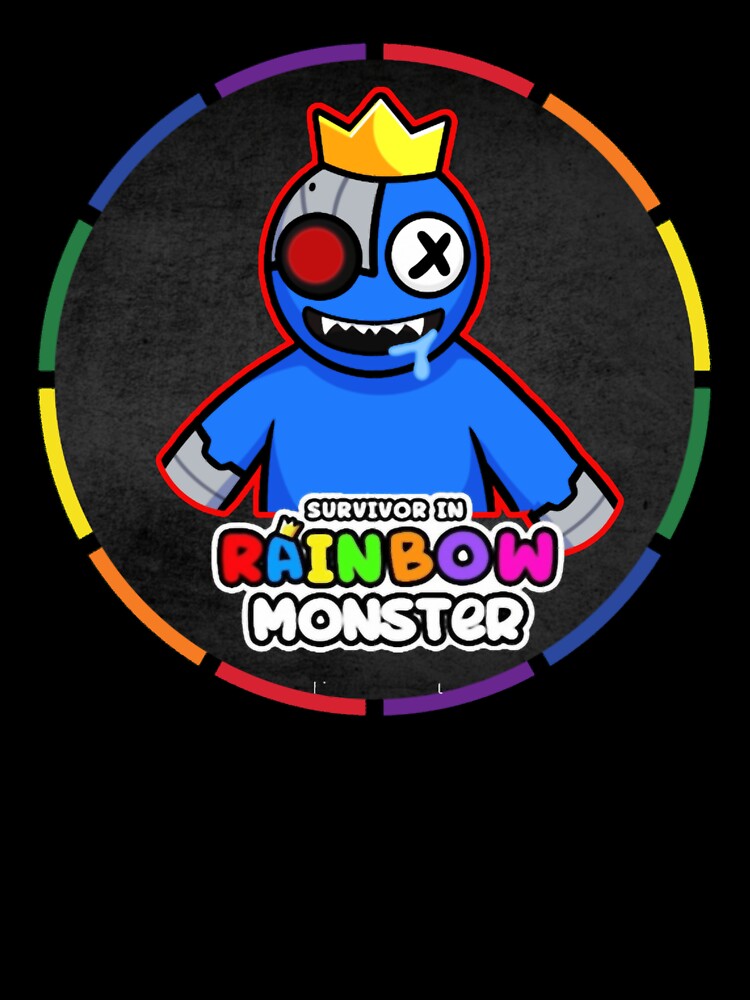 Colorful circular frame RAINBOW MONSTER with dark background, Blue