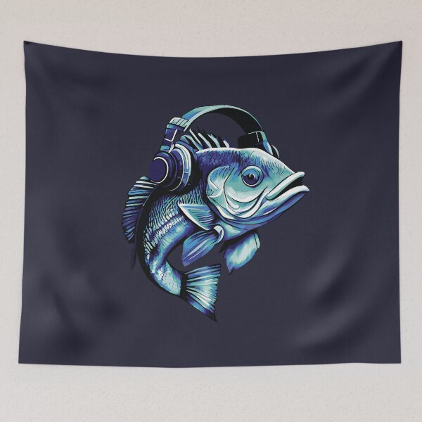 Item preview, Fish with headphones designed and sold by DerSenat.
