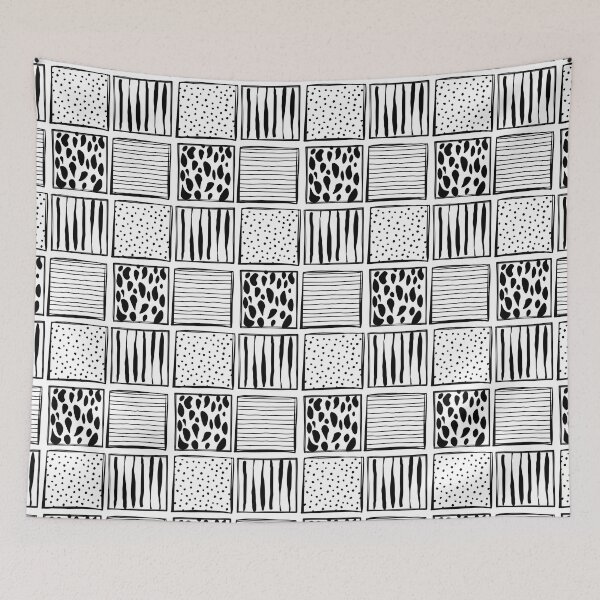 Item preview,  Dots and Lines in  Squares -  black and white designed and sold by LaBelleMaison.