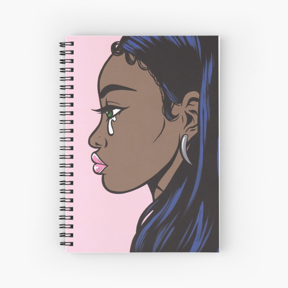 African American Sad Crying Comic Girl Spiral Notebook