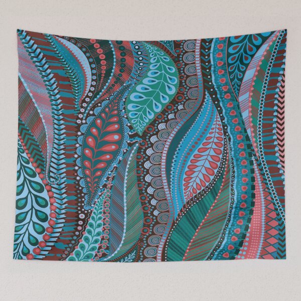 Item preview, Abstract leaves in blue by Maxine Gadd  designed and sold by Maxine Gadd.