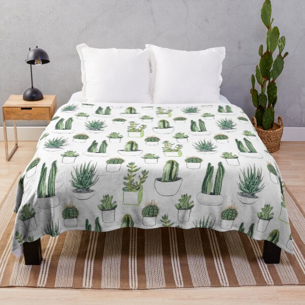 Watercolour cacti & succulents Throw Blanket